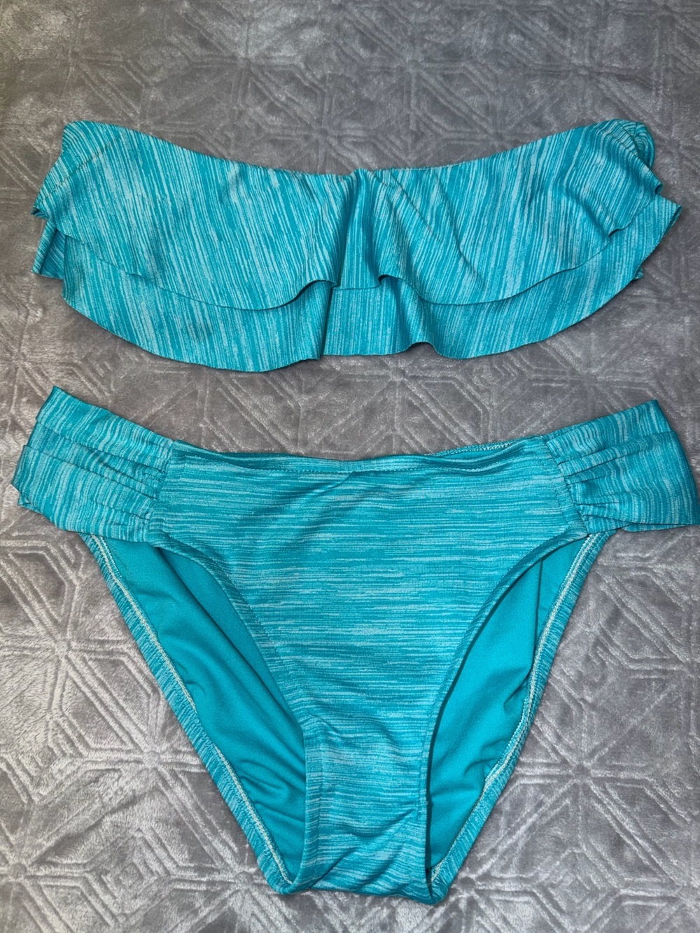 Mossimo Supply Co. Ruffle Bandeau Bikini Set Top=S Bottoms=M